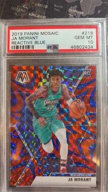 2019-20 Panini Mosaic Ja Morant Rookie Card #219 Reactive Blue Prizm PSA 10